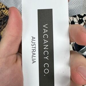 Vacancy Co Men Swim Trunks Medium Blue Yellow Floral Jaguar Print Mesh Lined NEW